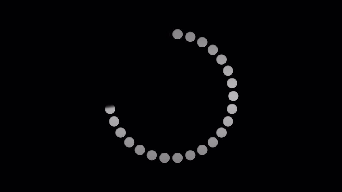 Modern white glowing preloader and progress loading circle bar. Loading circle on black background. 3d render.